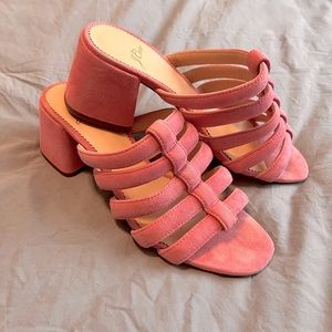 Jcrew SZ 7 suede pink chunky heels